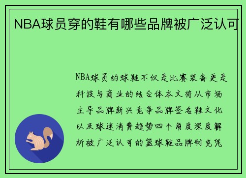 NBA球员穿的鞋有哪些品牌被广泛认可
